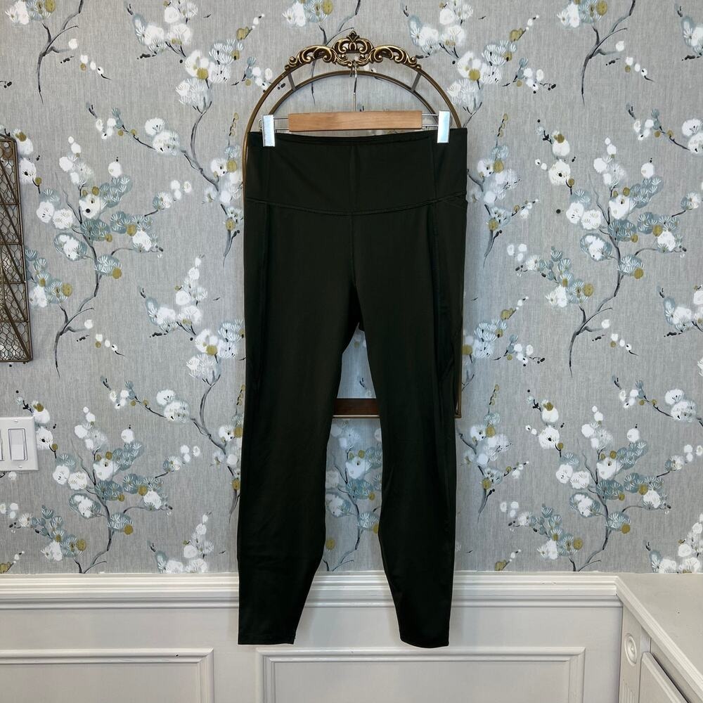 All in Motion Womens High-Rise Active Leggings Olive Green with Pockets Size L